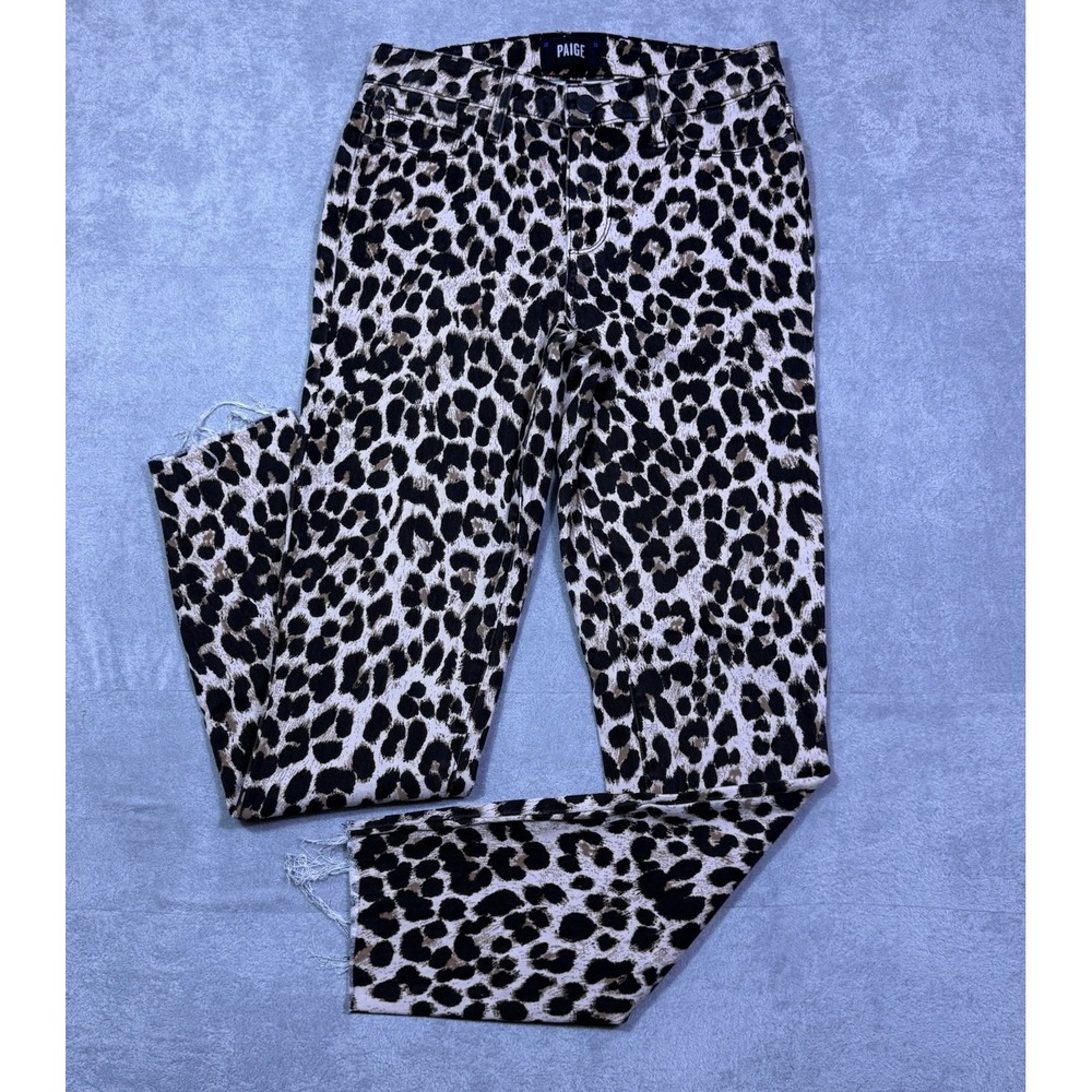Paige Jeans Womens 26x28 Hoxton Ankle Leopard Print Midrise Stretch Boho USA